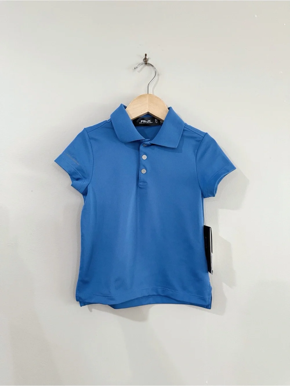 RLX Ralph Lauren Girls Sz 4 Blue Performance Polo Wicking Golf Tennis Preppy NWT